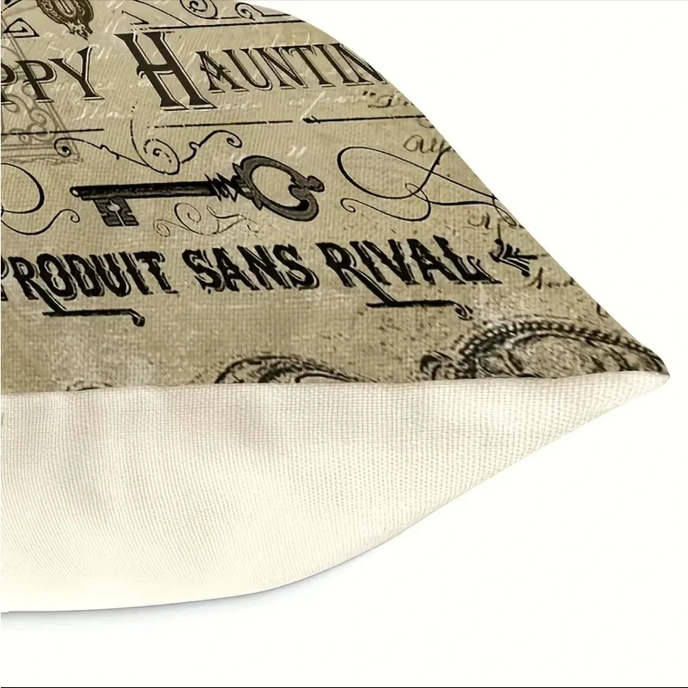 4pcs Vintage Halloween Throw Pillow Covers For Black Cat/Crow/Pumpkin/Skull Thro